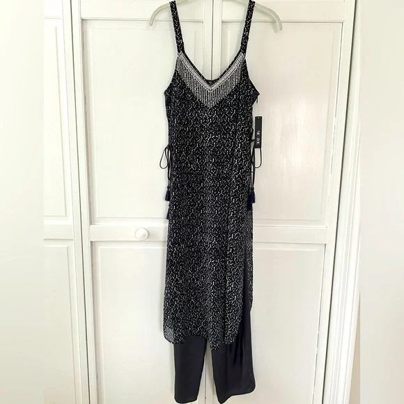 NWT Jumpsuit with Chiffon Overlay - Picture 5 of 9